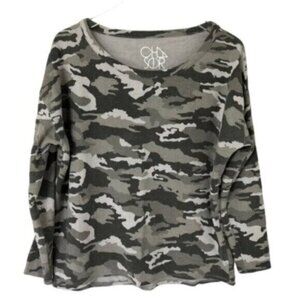 Chaser | Women's Gray Camo Print Long Sleeves Top Size Large